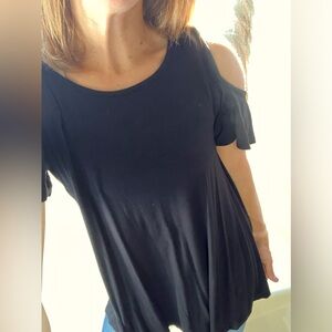 Black Cold Shoulder Top